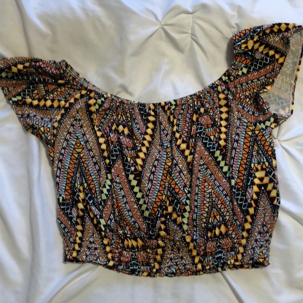 Multicolored crop top - off the shoulder - size sm